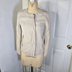 Women's Tan Gap Zip Moto Utility Light Weight‎ Jacket XS